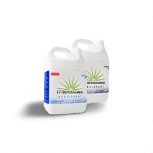 Two bottles of Hydroamino Accelerant plant nutrient solution against a white background.