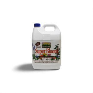 Organic Super Bloom fertilizer container for gardening, 100% natural guano, suitable for hydroponic use.