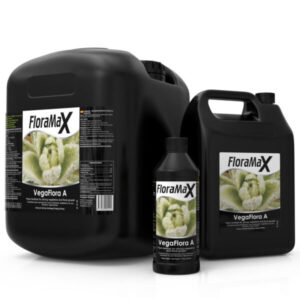 FloraMax VegaFlora A plant nutrient bottles, ideal for enhancing vegetative and floral growth, displayed together.