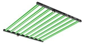 LED grow light fixture with multiple green strips for indoor plant cultivation.