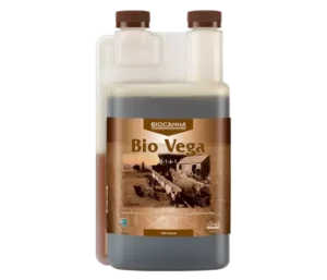 Bio Vega nutrient bottle for plant growth, featuring organic fertilizer with 3-1-6-1 formula.